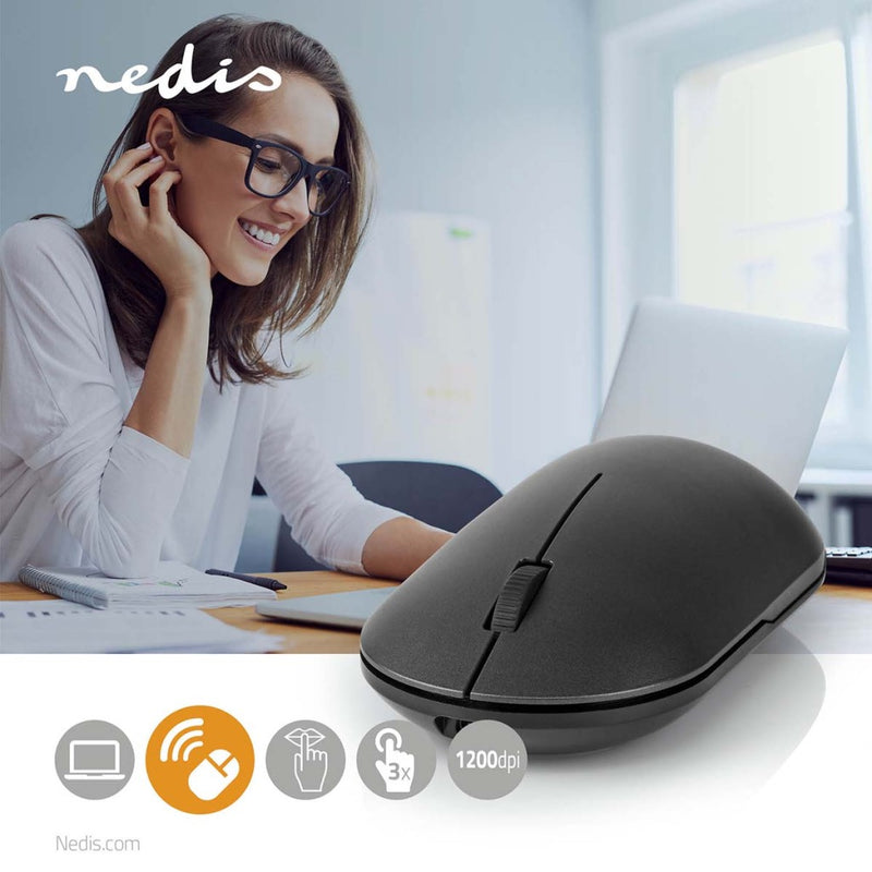 Nedis MSWS410BK Muis Draadloos 1200 Dpi Aantal Knoppen: 3 Tweehandig
