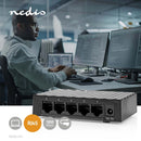 Nedis NSWH5P110BK Netwerk-switch Bekabelde Snelheid: Gigabit Aantal Ethernetpoorten: 5