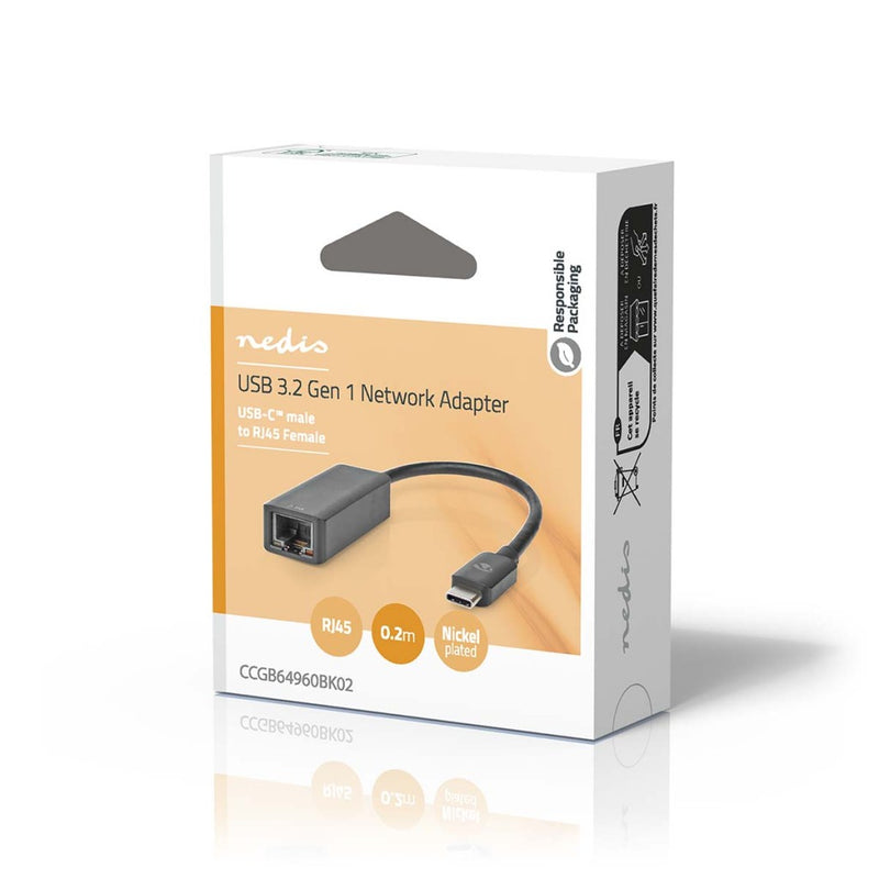 Nedis CCGB64960BK02 Usb-netwerkadapter Usb 3.2 Gen 1 2.5 Gbps Usb-c&trade; Male Rj45 Female 0.20 M