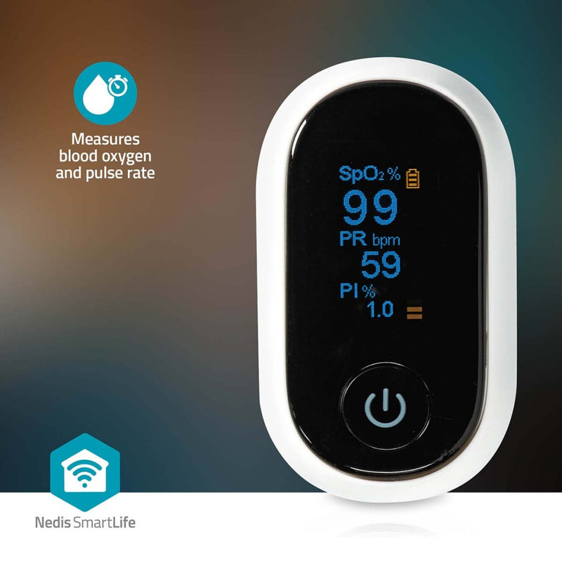 Nedis BTHOX10WT Smartlife Pulse Oximeter Bluetooth&reg; Oled-scherm Anti-bewegingsinterferentie / A
