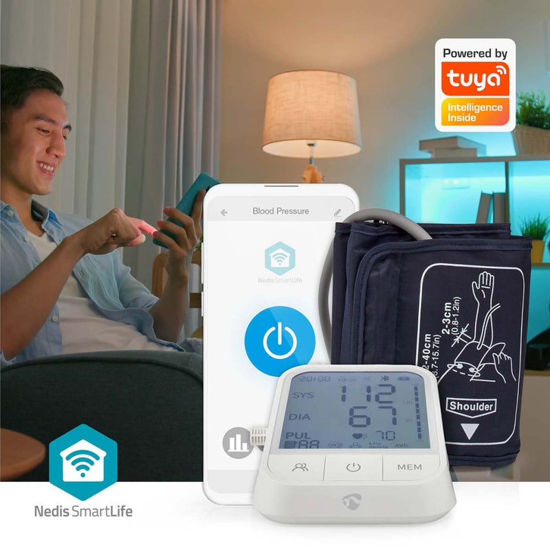 Nedis BTHBP10WT Smartlife Bloeddrukmeter Arm Bluetooth&reg; Lcd-scherm 22 - 42 Cm Aanduiding Van St