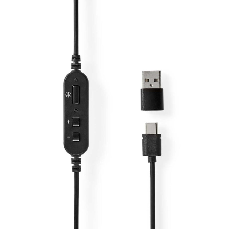 Nedis CHSTU310BK Pc-headset On-ear Stereo Usb Type-a / Usb Type-c&trade; Inklapbare Microfoon Zwart