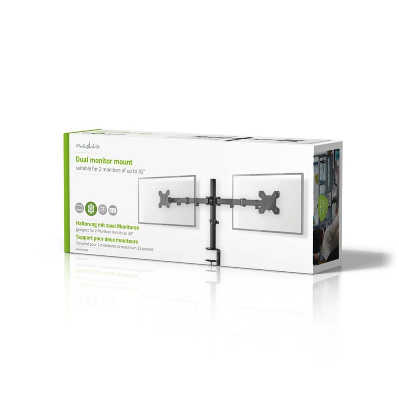 Nedis MMDOS110BK Monitorbeugel Voor Bureaus 2 Scherm(en) 15 - 32 &quot; 75x75 / 100x100 Draai- En K