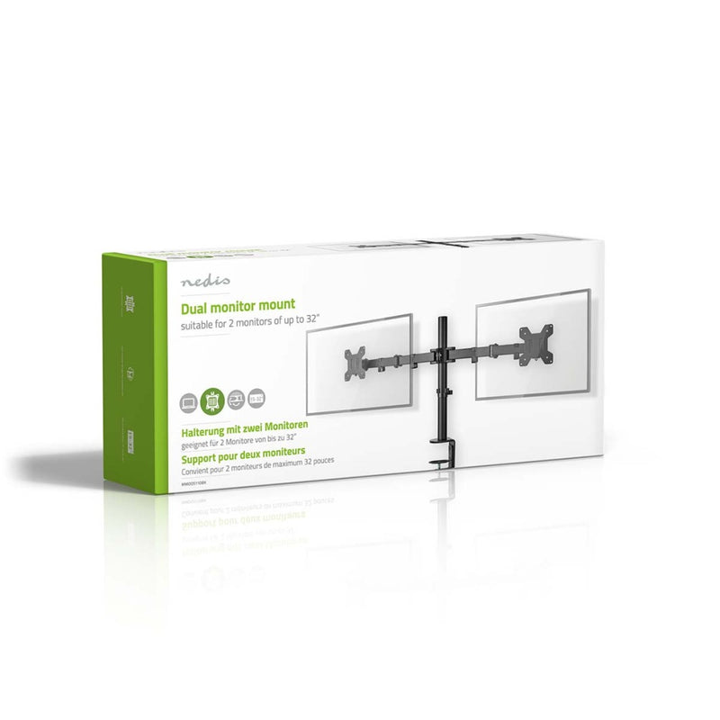 Nedis MMDOS110BK Monitorbeugel Voor Bureaus 2 Scherm(en) 15 - 32 &quot; 75x75 / 100x100 Draai- En K