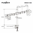 Nedis MMDOS110BK Monitorbeugel Voor Bureaus 2 Scherm(en) 15 - 32 &quot; 75x75 / 100x100 Draai- En K