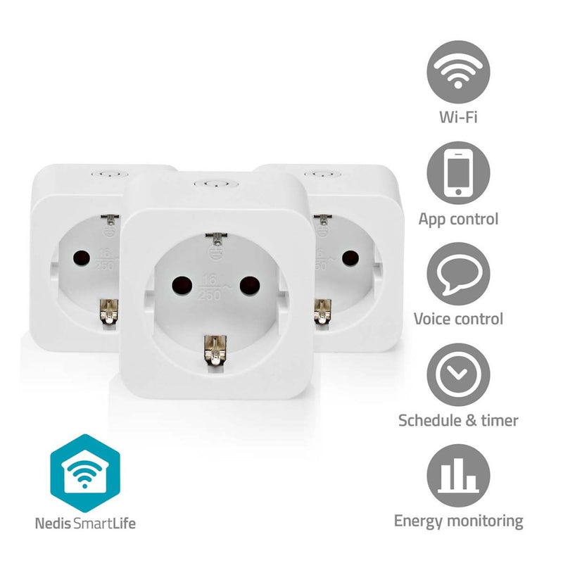 Nedis WIFIP121FWT3 Smartlife Smart Stekker Wi-fi Energiemeter 3680 W Type F (cee 7/7) 0 - 55 &deg;c