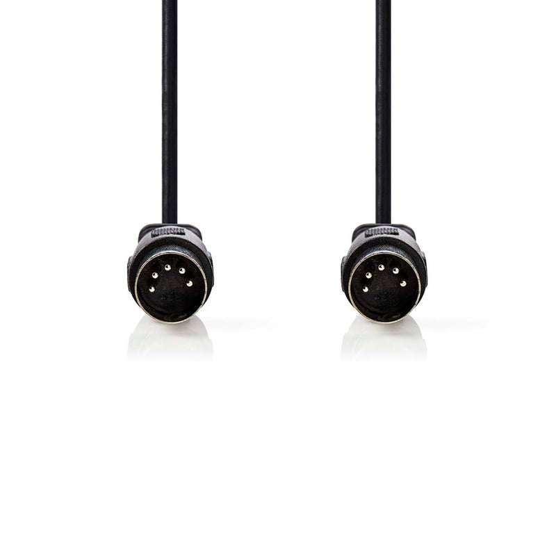 Nedis CAGL20000BK30 Din-audiokabel Din 5-pins Male Din 5-pins Male Vernikkeld 3.00 M Rond Pvc Zwart