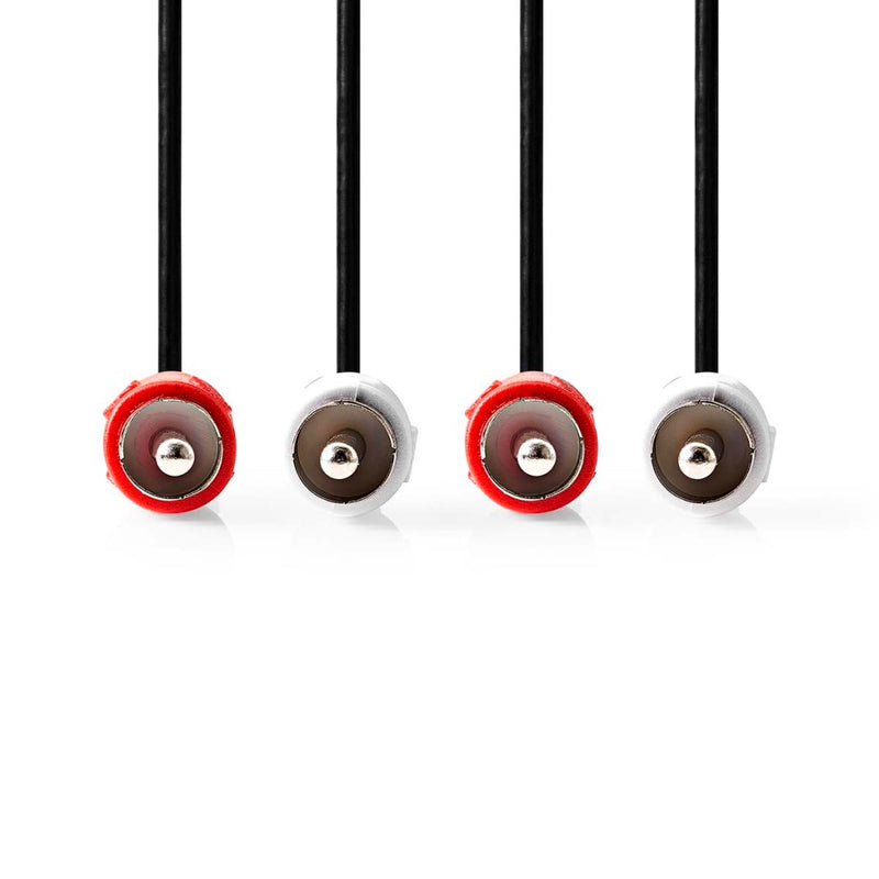 Nedis CAGL24200BK10 Stereo-audiokabel 2x Rca Male 2x Rca Male Vernikkeld 1.00 M Rond Zwart Label