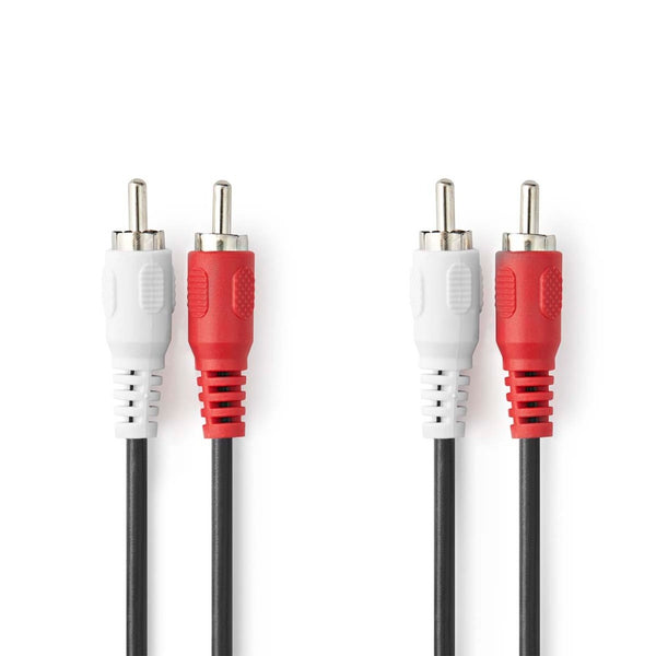 Nedis CAGL24200BK100 Stereo-audiokabel 2x Rca Male 2x Rca Male Vernikkeld 10.0 M Rond Rood / Wit La