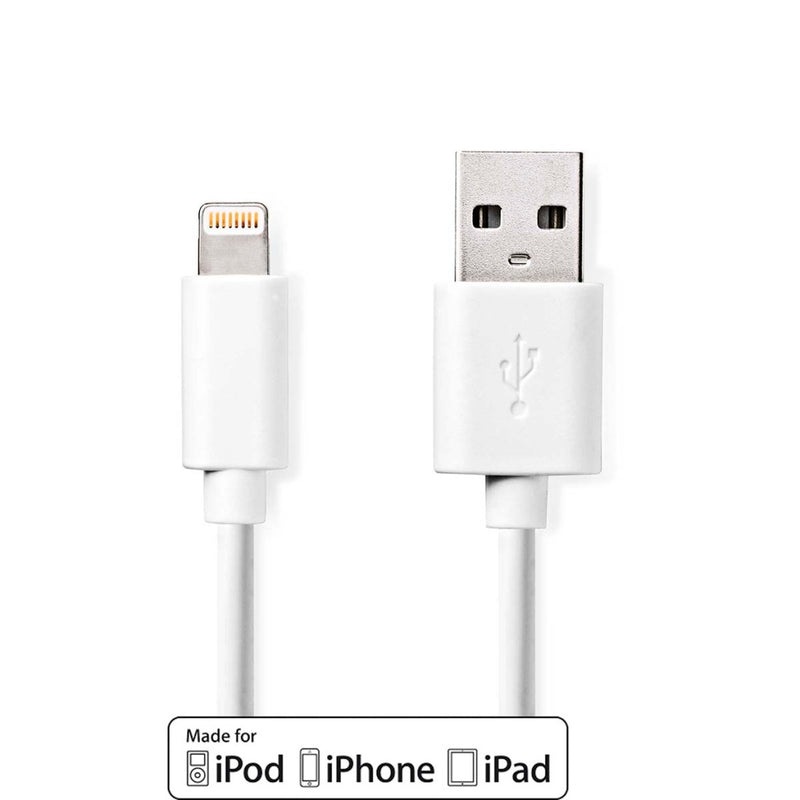 Nedis CCGL39300WT20 Lightning Kabel Usb 2.0 Apple Lightning 8-pins Usb-a Male 480 Mbps Vernikkeld 2