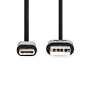 Nedis CCGL60600BK30 Usb-kabel Usb 2.0 Usb-a Male Usb-c&trade; Male 15 W 480 Mbps Vernikkeld 3.00 M