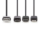 Nedis CCGL60620BK10 3-in-1-kabel Usb 2.0 Usb-a Male Apple Lightning 8-pins / Usb Micro-b Male / Usb