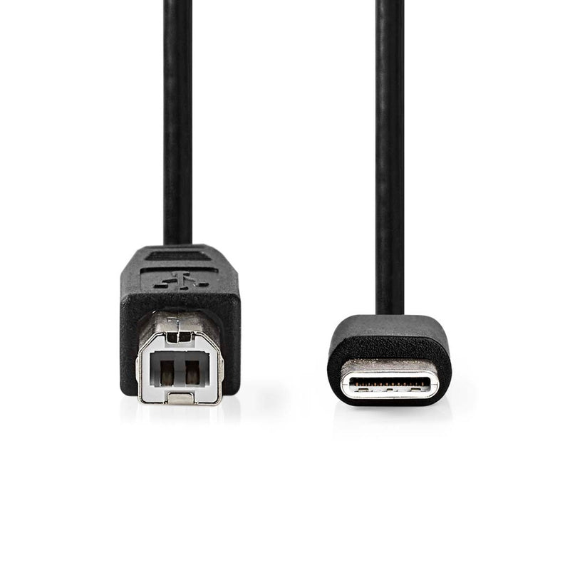 Nedis CCGL60650BK10 Usb-kabel Usb 2.0 Usb Type-c&trade; Male Usb-b Male 480 Mbps 15 W Vernikkeld 1.