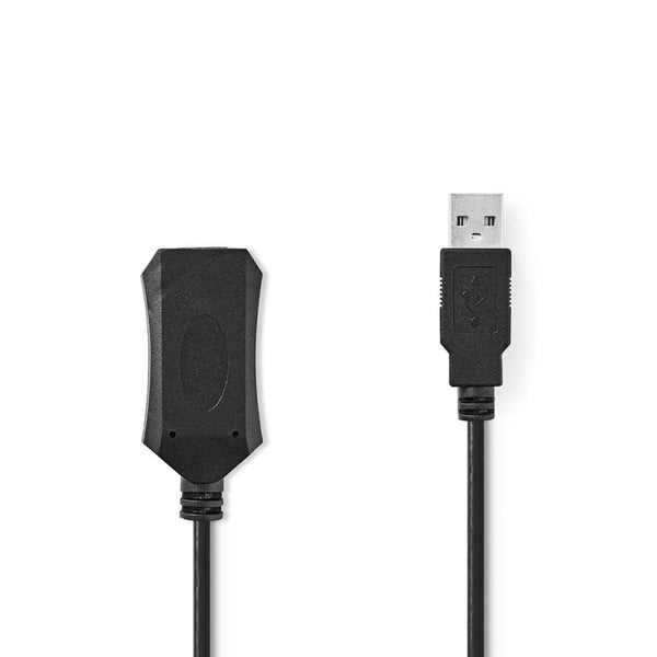 Nedis CCGL60EXTBK200 Actieve Usb-kabel Usb 2.0 Usb-a Male Usb-a Female 480 Mbps 20.0 M Rond Vernikk