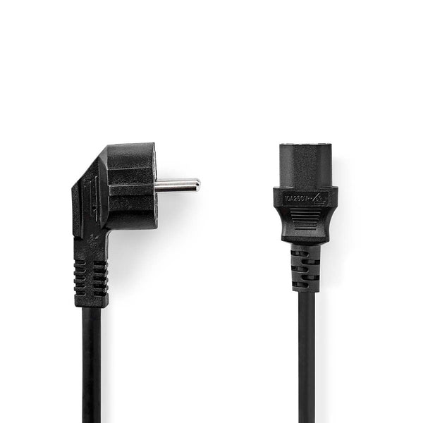 Nedis CEGL10000BK30 Stroomkabel Type F (cee 7/7) Male Iec-320-c13 Gehoekt Recht Vernikkeld 3.00 M R