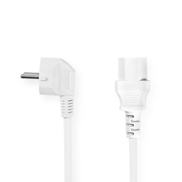 Nedis CEGL10000WT20 Stroomkabel Type F (cee 7/7) Male Iec-320-c13 Gehoekt Recht Vernikkeld 2.00 M R