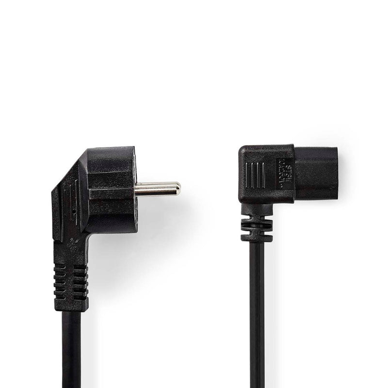 Nedis CEGL10020BK30 Stroomkabel Type F (cee 7/7) Male Iec-320-c13 Gehoekt Gehoekt Vernikkeld 3.00 M