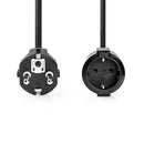 Nedis CEGL10200BK20 Stroomkabel Type F (cee 7/7) Male Type F (cee 7/7) Female Recht Recht Vernikkel