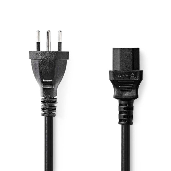 Nedis CEGL11200BK20 Stroomkabel Ch Type 12 Iec-320-c13 Recht Recht Vernikkeld 2.00 M Rond Pvc Zwart