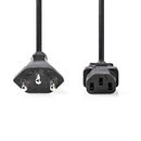 Nedis CEGL11200BK20 Stroomkabel Ch Type 12 Iec-320-c13 Recht Recht Vernikkeld 2.00 M Rond Pvc Zwart