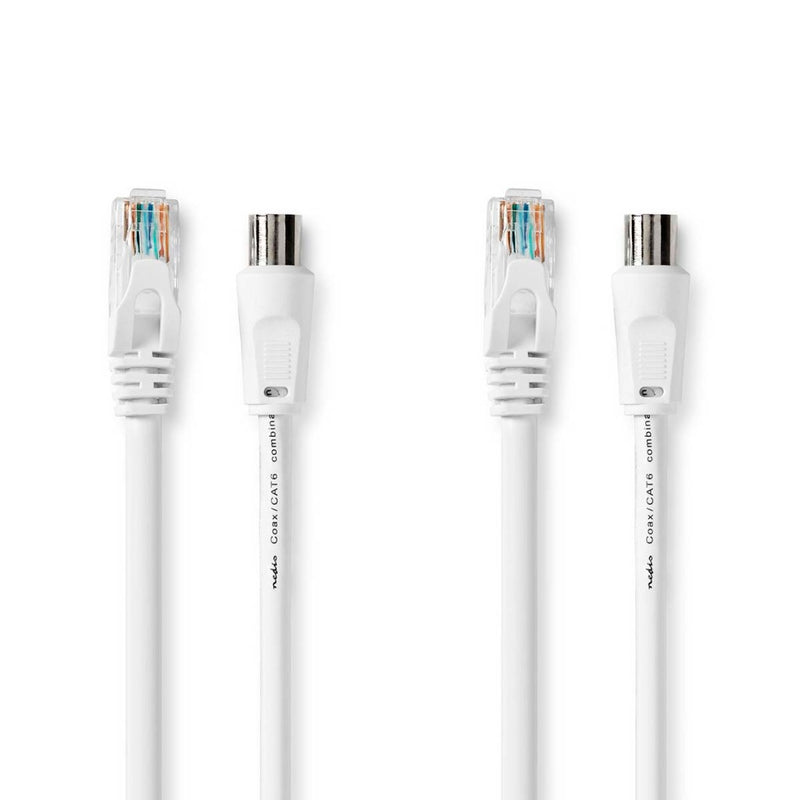 Nedis CSGL4500WT15 Coax- En Cat6-combikabel Iec (coax) Male / Rj45 Male Iec (coax) Female / Rj45 Ma