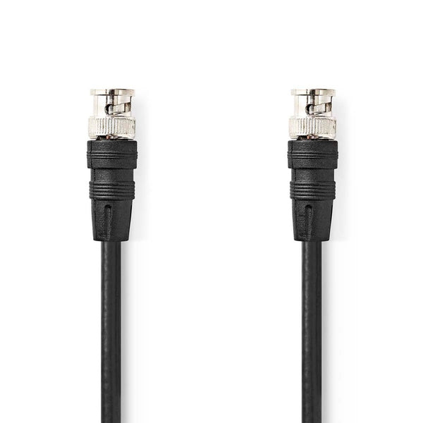 Nedis CVGL01000BK20 Bnc-videokabel Bnc Male Bnc Male Vernikkeld 75 Ohm 2.00 M Rond Pvc Zwart Label