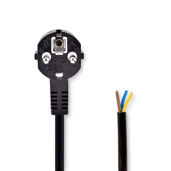 Nedis CEGL10700BK30 Stroomkabel Type F (cee 7/7) Male Open Gehoekt Recht Vernikkeld 3.00 M Rond Pvc