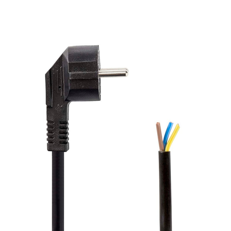 Nedis CEGL10700BK30 Stroomkabel Type F (cee 7/7) Male Open Gehoekt Recht Vernikkeld 3.00 M Rond Pvc