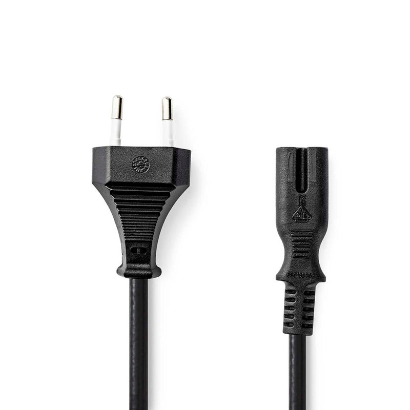 Nedis CEGL11040BK05 Stroomkabel Euro Male Iec-320-c7 Recht Recht Vernikkeld 0.50 M Plat Pvc Zwart L