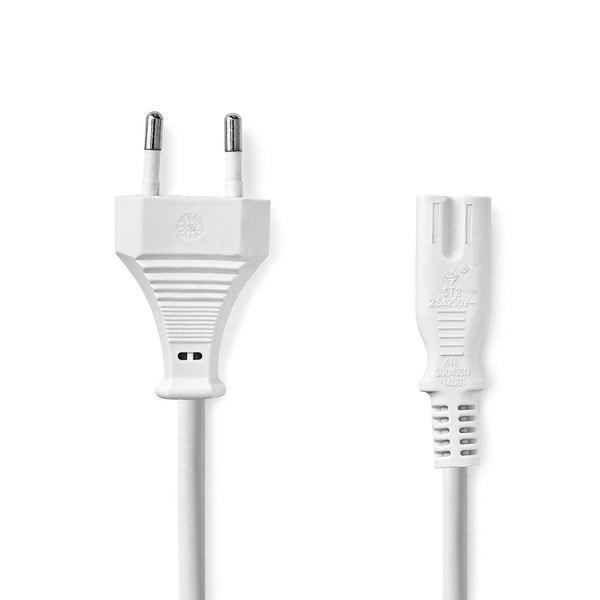 Nedis CEGL11040WT50 Stroomkabel Euro Male Iec-320-c7 Recht Recht Vernikkeld 5.00 M Plat Pvc Wit Lab