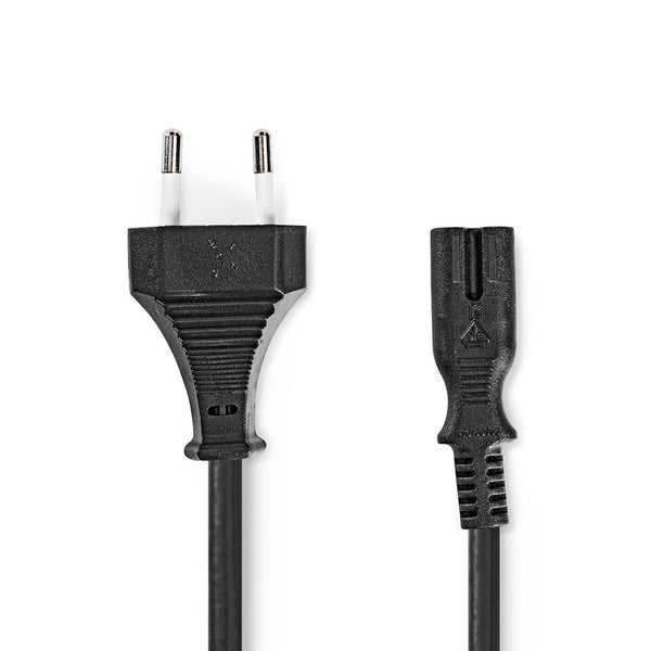 Nedis CEGL11042BK20 Stroomkabel Euro Male Iec-320-c7 Recht Recht Vernikkeld 2.00 M Gekruld Pvc Zwar