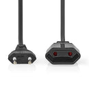 Nedis CEGL11085BK50 Stroomkabel Euro Male Euro Female Recht Recht Vernikkeld 5.00 M Rond Pvc Zwart