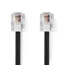 Nedis TCGL90200BK20 Telecomkabel Rj11 Male Rj11 Male 2.00 M Kabel Design: Plat Connectorplating: Go