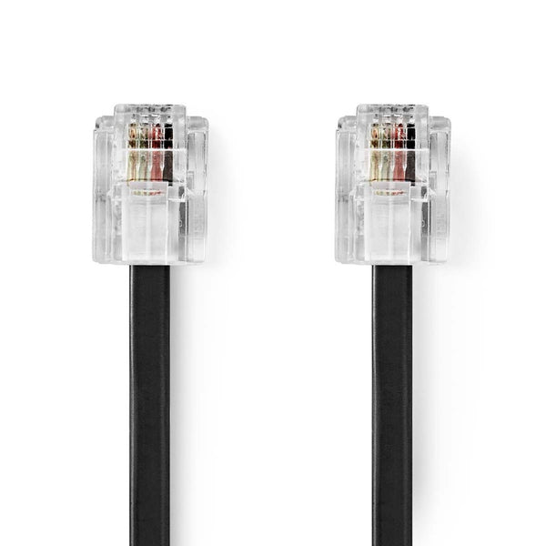 Nedis TCGL90200BK20 Telecomkabel Rj11 Male Rj11 Male 2.00 M Kabel Design: Plat Connectorplating: Go