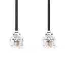 Nedis TCGL90200BK20 Telecomkabel Rj11 Male Rj11 Male 2.00 M Kabel Design: Plat Connectorplating: Go