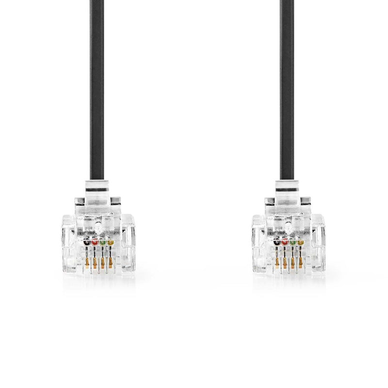 Nedis TCGL90200BK20 Telecomkabel Rj11 Male Rj11 Male 2.00 M Kabel Design: Plat Connectorplating: Go