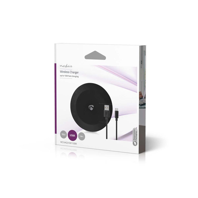 Nedis WCHAQ15W110BK Draadloze Oplader 5 / 7.5 / 10 / 15 W 2 A Led-indicatie In Gebruik Inclusief Ka