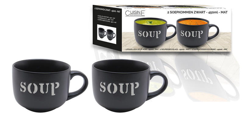 Cuisine Performance Soepkom 450ml 2 stuks mat zwart