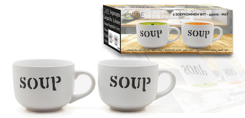 Cuisine Performance Soepkom 450ml 2 stuks mat wit