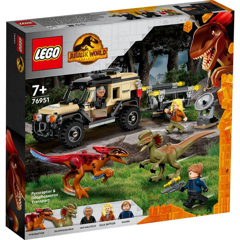 LEGO Jurassic 76951 Pyroraptor en Dilophosaurus Transport