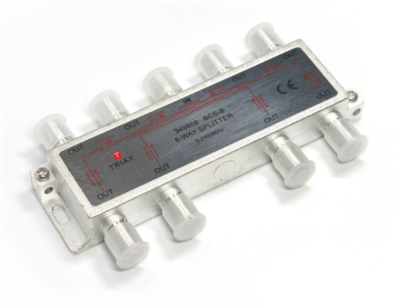 Triax T349808 Satelliet Splitter F-splitter Satelliet 17 Db / 5-2400 Mhz - 8 Uitgangen