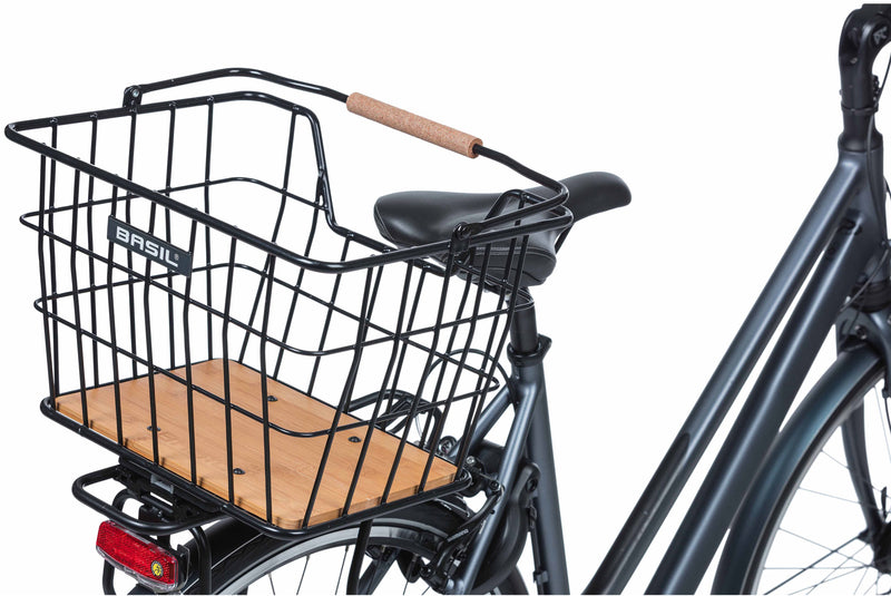 Fietsmand MIK Basil Nordland - voorop en/of achterop 23 liter 40 x 32 x 30 cm - zwart/natural bruin