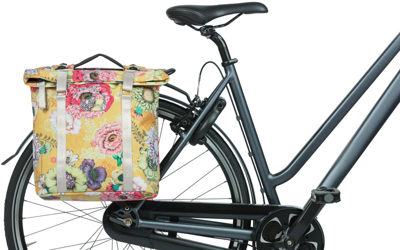 Dubbele fietstas Basil Bloom Field Double MIK 35 liter 30 x 15 x 33 cm - honey yellow