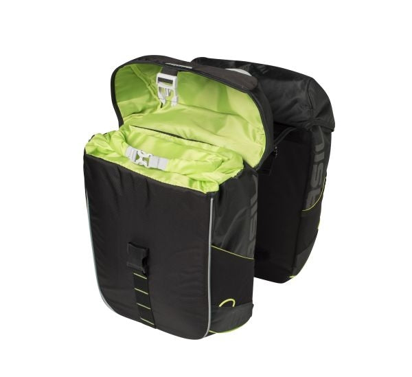 Dubbele fietstas Basil Miles Double Bag 34 liter 34 x 19 x 43 cm - zwart/lime