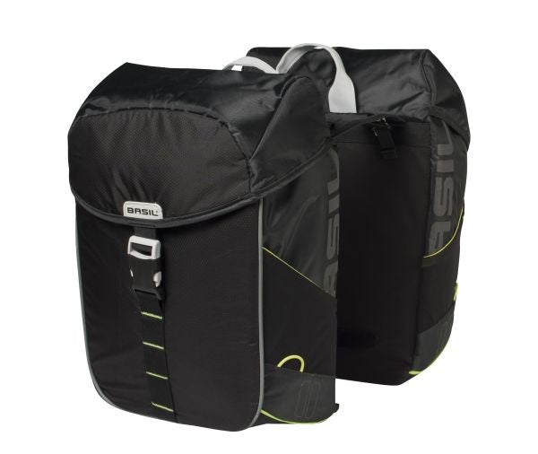 Dubbele fietstas Basil Miles Double Bag 34 liter 34 x 19 x 43 cm - zwart/lime