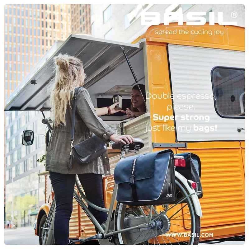 Dubbele fietstas Basil Forte 35 liter 41 x 15 x 34 cm - marineblauw / zwart