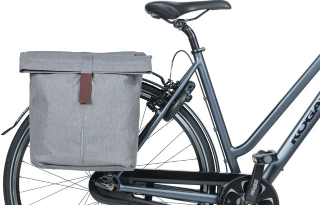 Dubbele fietstas Basil City 28 tot 32 liter 30 x 18 x 49 cm - grey melee