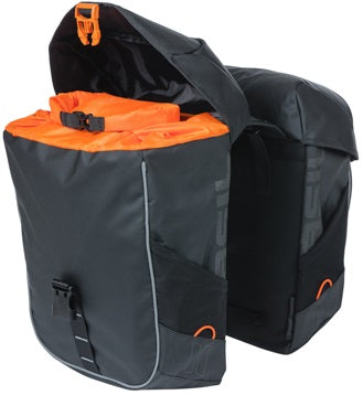 Dubbele fietstas Basil Miles Tarpaulin 34 liter 34 x 16 x 43 cm - zwart/oranje