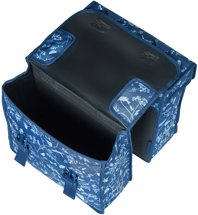 Dubbele fietstas Basil Wanderlust 35 liter 36 x 14 x 41cm - indigo blauw
