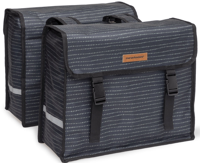 Dubbele fietstas New Looxs Fiori Double Nomi 30 liter 37 x 33 x 12,5 cm (x2) - zwart